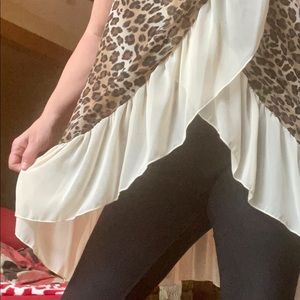 Leopard print split front top